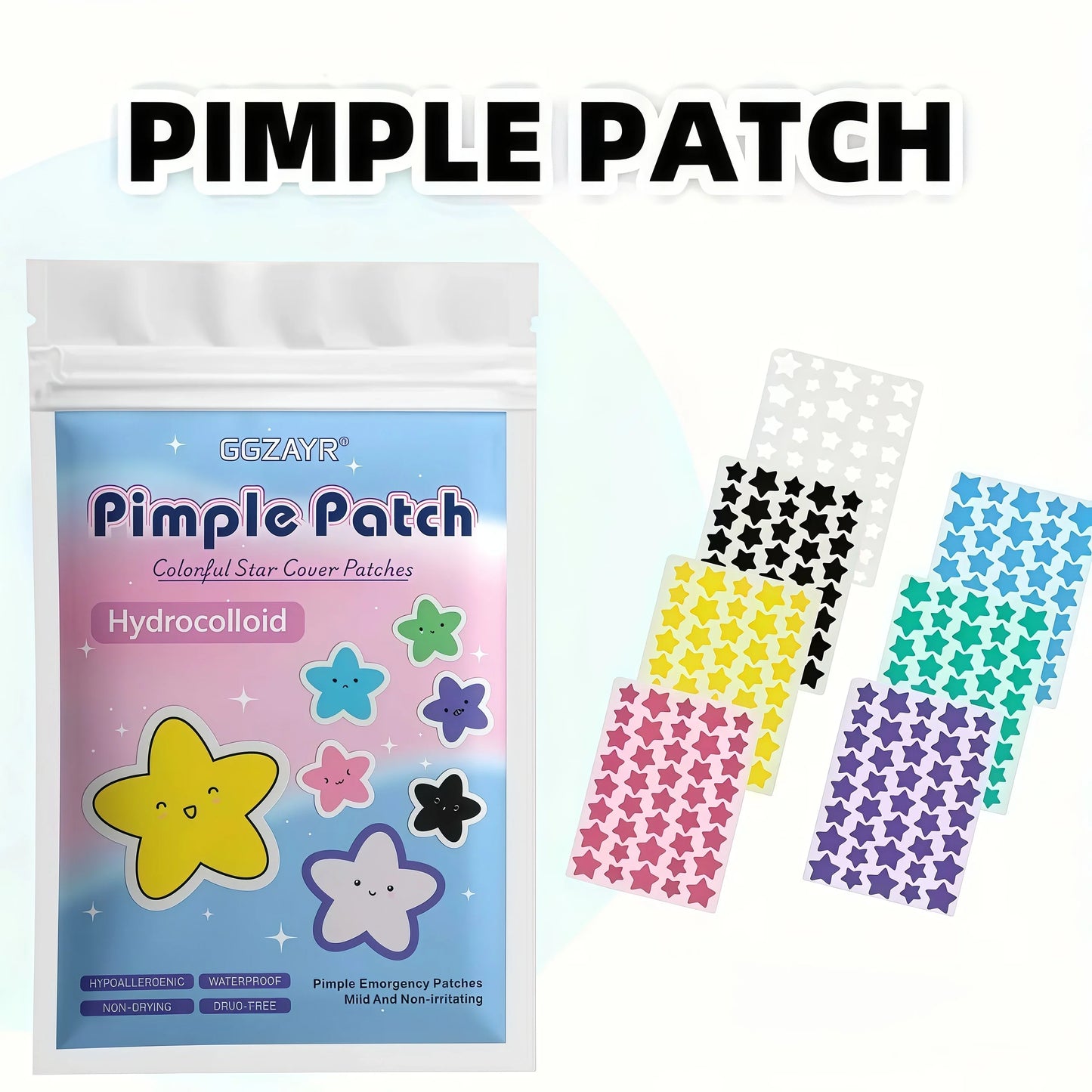 280/1120/1680pcs Seven-Color Star Pimple Patches – Invisible Hydrocolloid Dots for Fun & Gentle Skincare