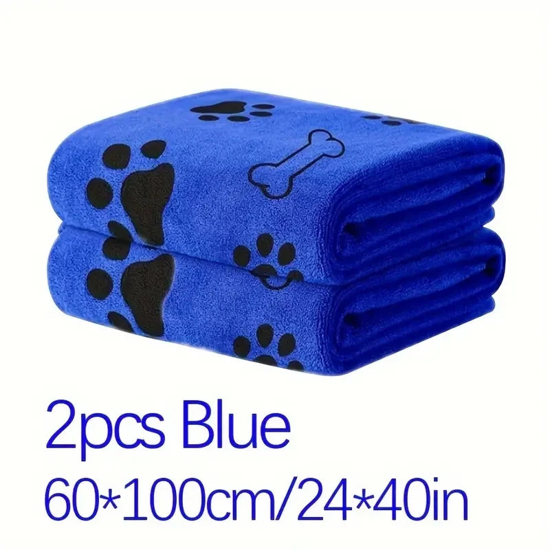 2-Pack Microfiber Dog Towels – Quick-Dry Absorbent Pet Bath Towels