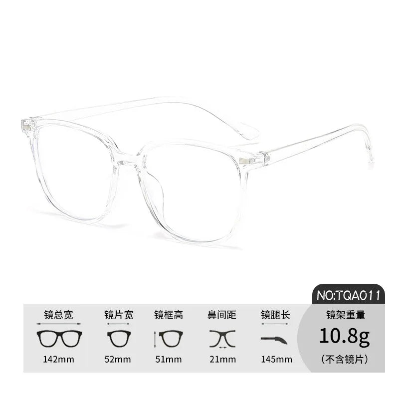 A Variety of Black-Framed Glasses with Prescription for Nearsighted Women, Trendy Large-Frame Slimming Eyeglass Frames, Blue Light Blocking Non-Prescription Glasses for Men