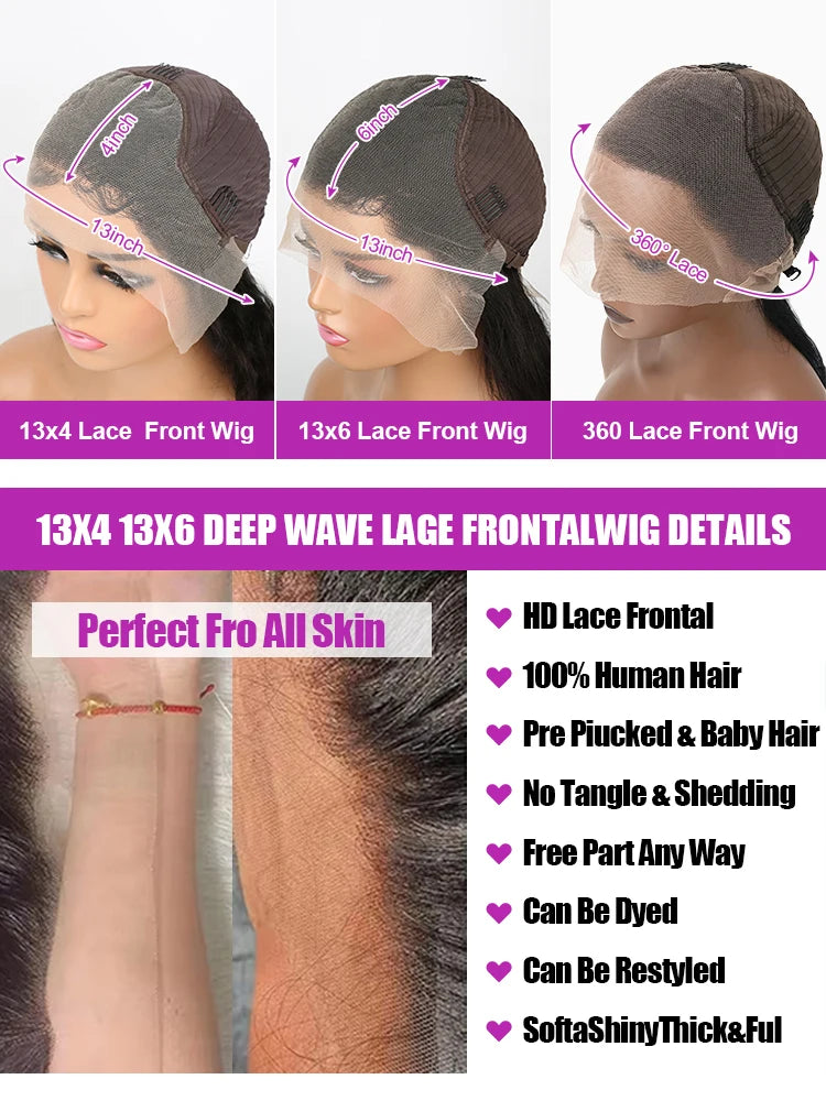 250% Density Water Curly Human Hair Wig – HD Lace Frontal (360/13x4/13x6)