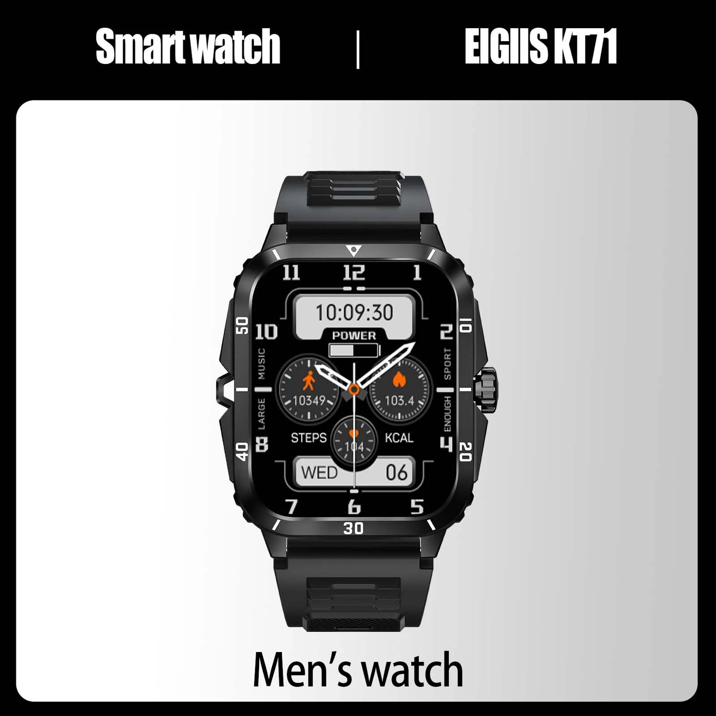 EIGIIS KT71 Smart Watch – 3ATM Waterproof Bluetooth Call Fitness Tracker (100+ Sports)