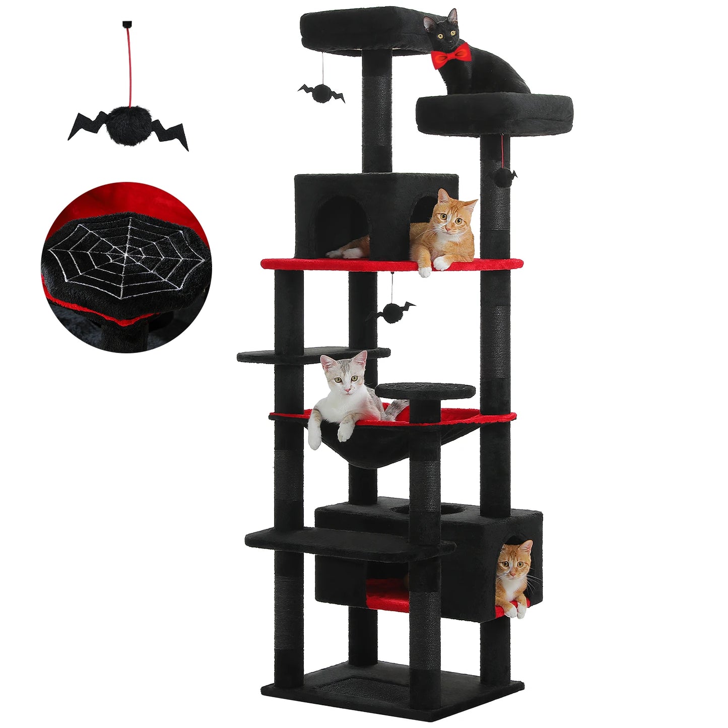 Large Cat Tree Tower – Indoor Cat Condo with Scratching Posts, Hammock & Perches