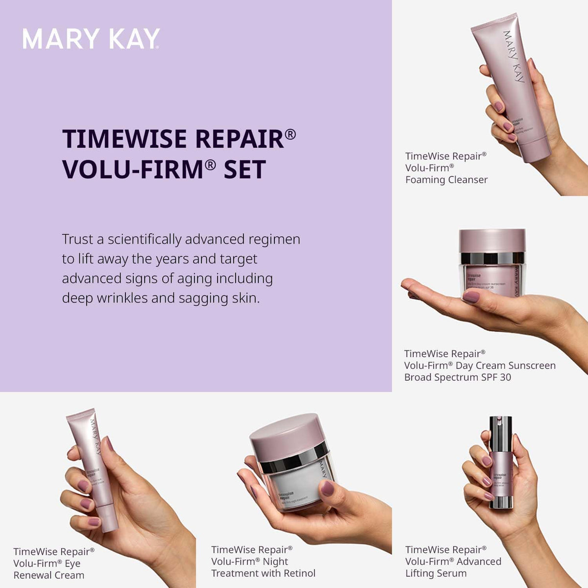 TimeWise Repair® Volu-Firm® Fragrance-Free Cruelty-Free Skincare Set - Gentle Foaming Cleanser, Skin Repair Serum, Eye Brightening Cream, Day Cream, None Animal Testing Formula