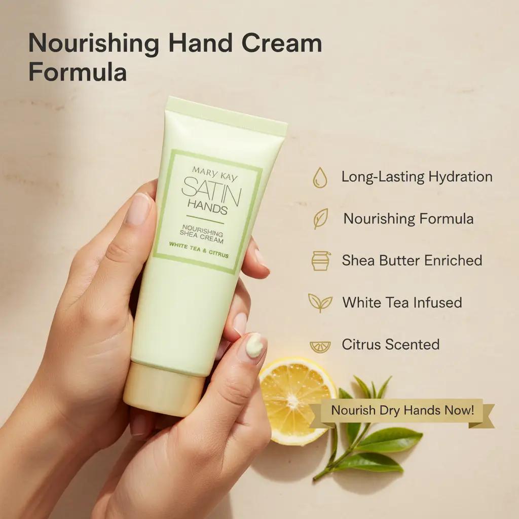 White Tea & Citrus Satin Hands Nourishing Shea Hand Cream - Daily Dry Skin Care Lotion, Deep Hydration Relief, Deep Moisture Softening Treatment