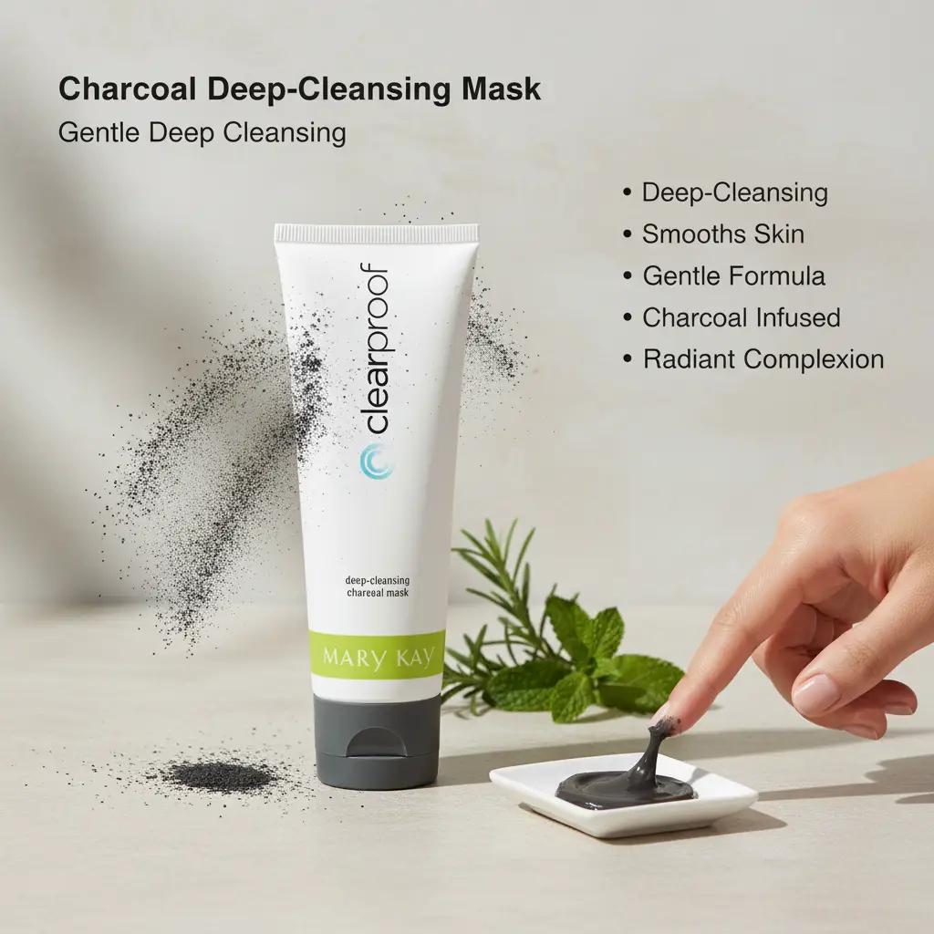 Unisex Gentle Deep-Cleaning Clay Mask - Activated Charcoal, Kaolin & Bentonite Clays, Honeysuckle & Navy Bean Extracts, Peppermint & Rosemary, Pore Cleansing for Smoother Skin, Non-Toxic Dirt Removal Charcoal Mask, Single Item