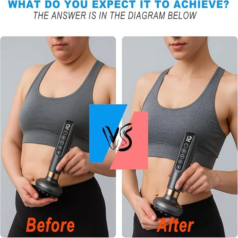 A full - body cupping, scraping and massaging device with 12 - level intensity, powered by USB and using vacuum cupping technolo