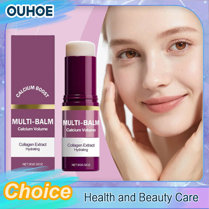 Anti-Aging Calcium Multi Balm Hydrating Firming Volume Soothing Dryness Repair Brighten Skin Tone Deep Moisturizing Cream Stick