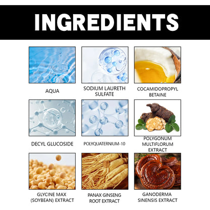 500ml Eelhoe Black Hair Shampoo Repair Dry Damaged Hair Clean Nourish Polygonum Multiflorum Thunb Natural Herbal Quick Hair Dye