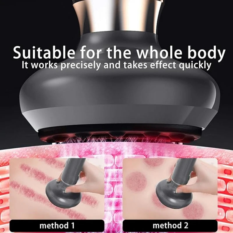 A full - body cupping, scraping and massaging device with 12 - level intensity, powered by USB and using vacuum cupping technolo