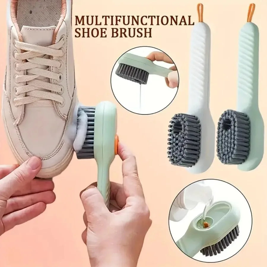 1 Piece Green Soft Bristled Shoe Brush with Ergonomic Handle, Suitable for Laundry, Footwear, and Home Cleaning