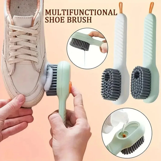 1 Piece Green Soft Bristled Shoe Brush with Ergonomic Handle, Suitable for Laundry, Footwear, and Home Cleaning