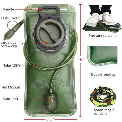 2L Hydration Bladder – Leakproof Water Reservoir for Hiking Backpack