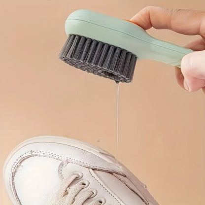 1 Piece Green Soft Bristled Shoe Brush with Ergonomic Handle, Suitable for Laundry, Footwear, and Home Cleaning
