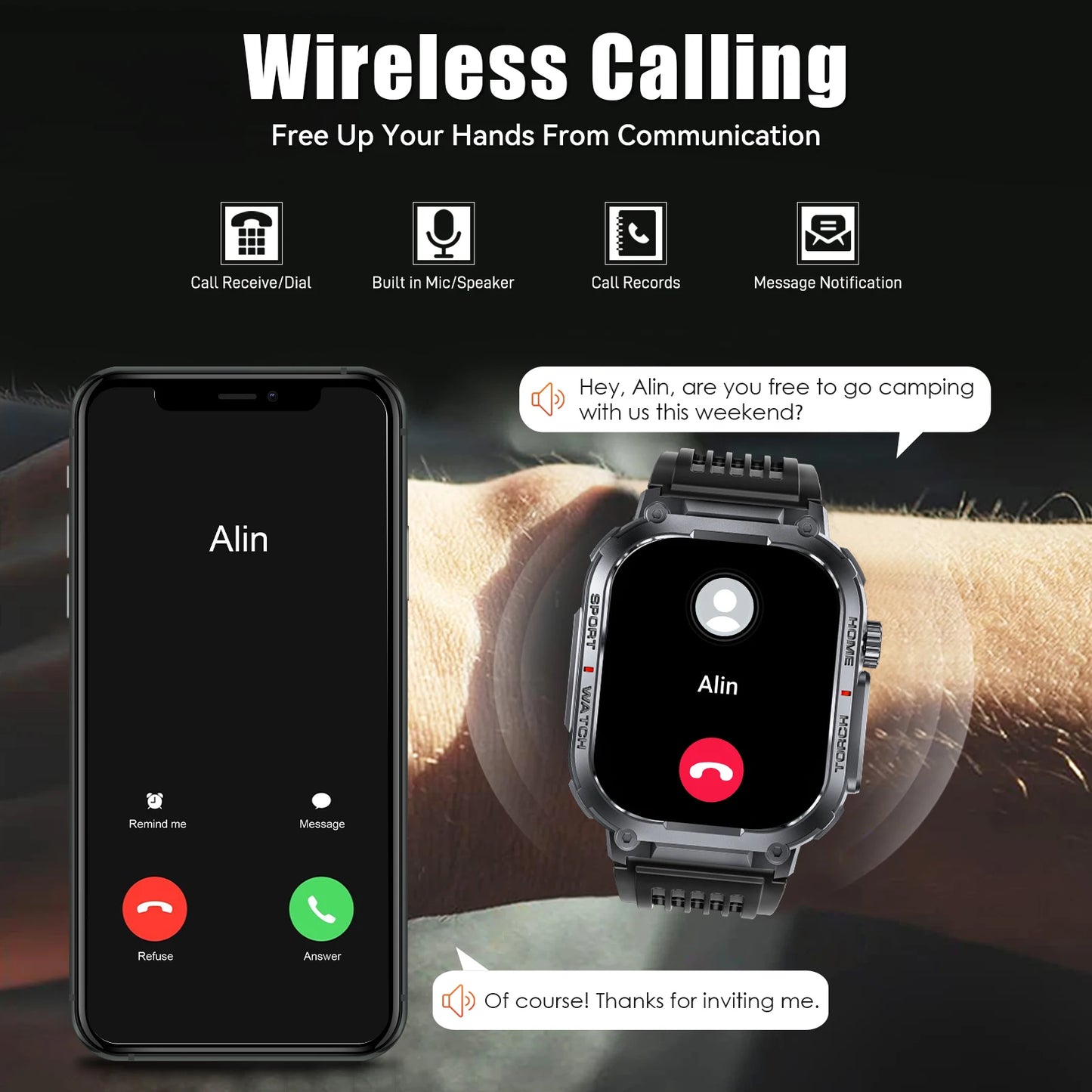 EIGIIS Smart Watch (2024) – 3ATM Waterproof Fitness Tracker with Compass & LED Light