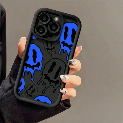 Soft Case For IPhone 17promax/17air 15, 14, 13, 12, 11 Pro Max In Blue And White With Black Case.