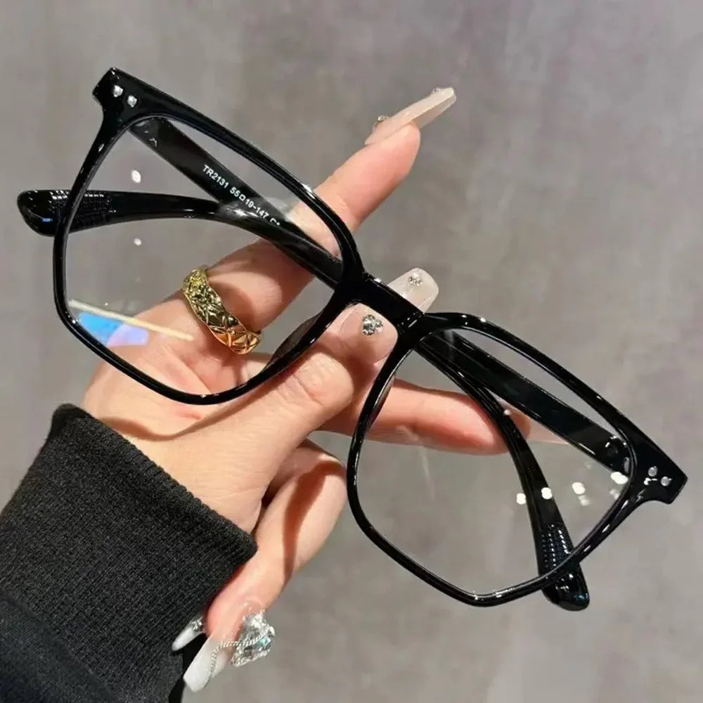 Fashion Black Frame Glasses Square Anti-blue Light Glasses Lightweight H