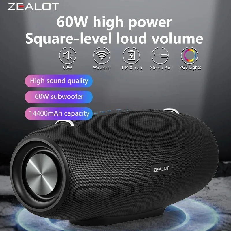 Zealot S67 Wireless Speaker – Waterproof Outdoor Bluetooth Speaker with Deep Bass & 40H Playtime