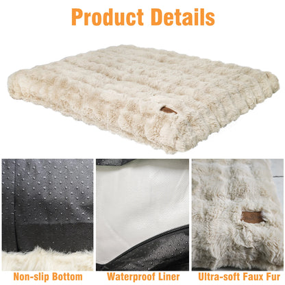 Fluffy Dog Crate Bed for Extra Large Dogs, Plush Faux Fur Crate Pad, Calming Anti Anxiety Dog Bed, Washable Soft Warm Crate