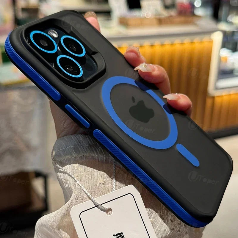 New Bicolor Matte Frosted Magnetic Phone Case For iPhone 17 16 15 14 Plus Pro Max Translucent Shockproof Hard Cover