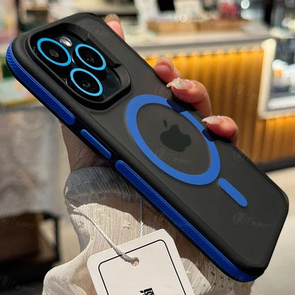 New Bicolor Matte Frosted Magnetic Phone Case For iPhone 17 16 15 14 Plus Pro Max Translucent Shockproof Hard Cover