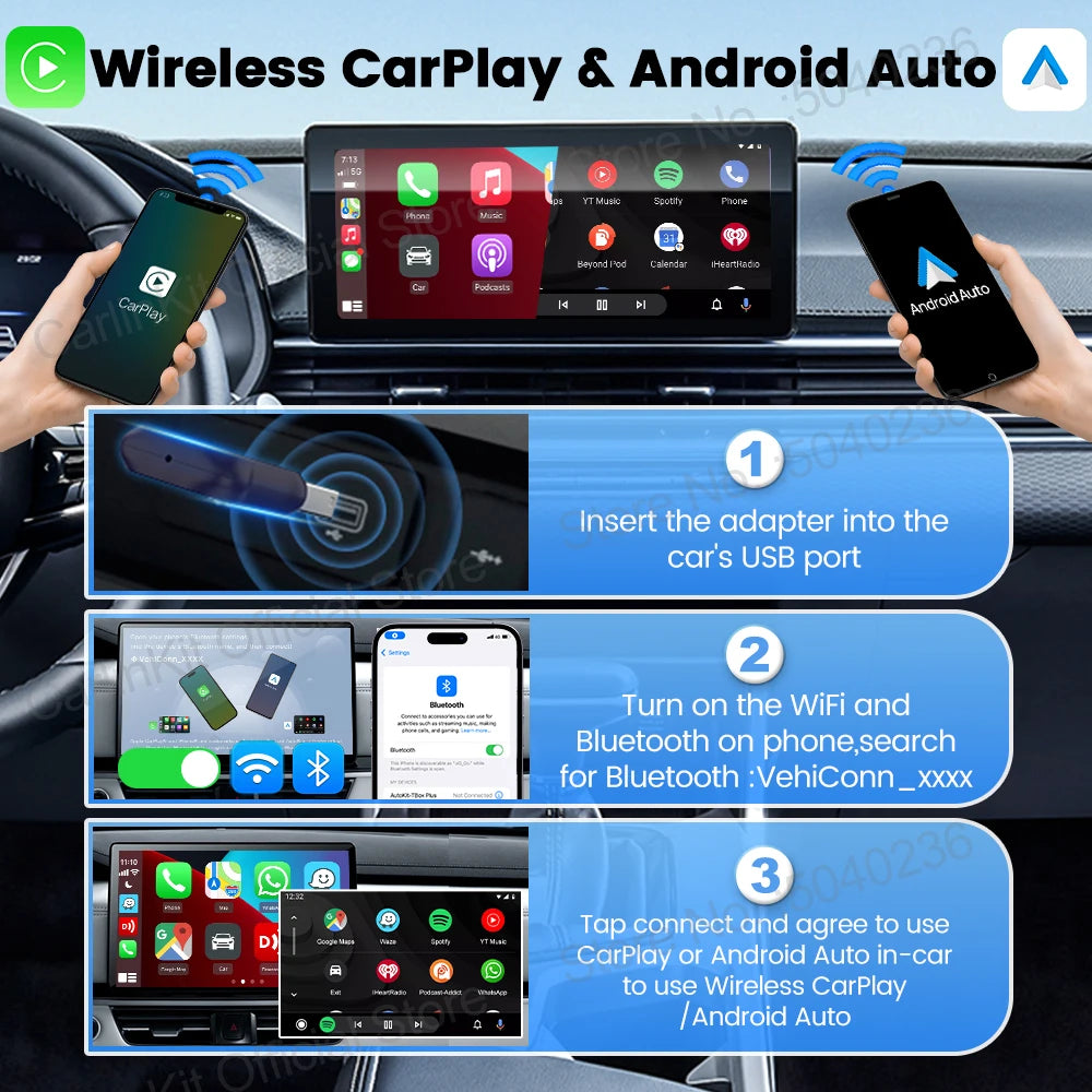 CarlinKit 5.0 Wireless Adapter Mini Ultra Wireless Android Auto & CarPlay USB Dongle For Car Upgrade WiFi Bluetooth Auto Connect