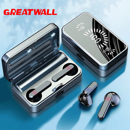 GREATWALL TWS Wireless Bluetooth Earphones LED Digital Display Headsets HiFi Headphones HD Stereo Sports Gaming Touch Earbuds
