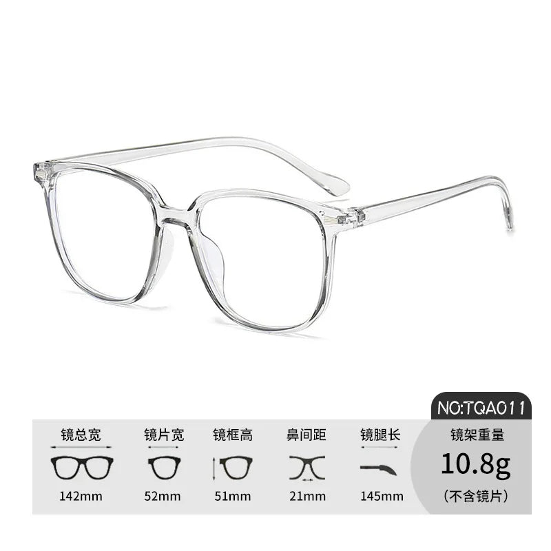 A Variety of Black-Framed Glasses with Prescription for Nearsighted Women, Trendy Large-Frame Slimming Eyeglass Frames, Blue Light Blocking Non-Prescription Glasses for Men