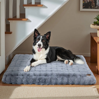 Fluffy Dog Crate Bed for Extra Large Dogs, Plush Faux Fur Crate Pad, Calming Anti Anxiety Dog Bed, Washable Soft Warm Crate