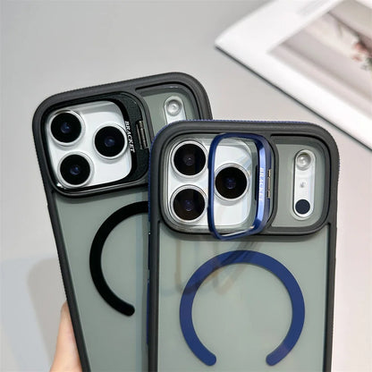 Luxury Matte Transparent Magsafe Kickstand Stand Phone Case For iPhone 17 Air 16 15 14 Plus 13 12 11 17 Pro Max Magnetic Cover