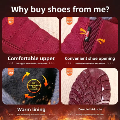 Woman's Waterproof Winter Boots Outdoor Warm Casual Cotton Ankle Boots with Chunky Sole Anti-Slip Wear-Resistant Unisex Shoes