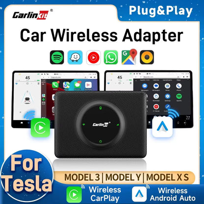 CarlinKit USB Adapter Wireless Android Auto CarPlay 2-In-1 Smart Box For Tesla Model 3 Model Y 2.4G&5Ghz WiFi BLE Auto Connect