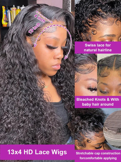 250% Density Water Curly Human Hair Wig – HD Lace Frontal (360/13x4/13x6)