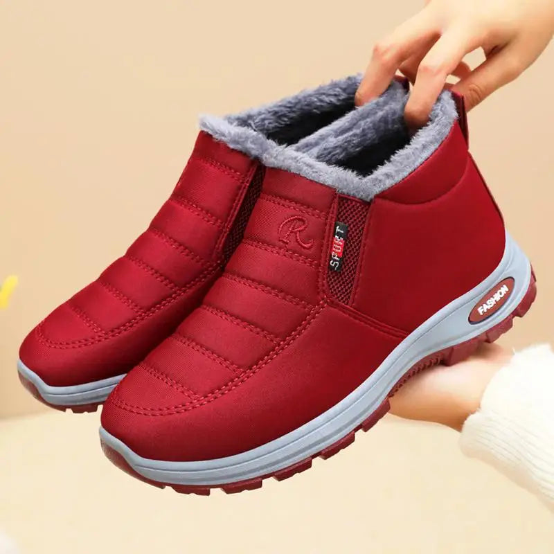 Woman's Waterproof Winter Boots Outdoor Warm Casual Cotton Ankle Boots with Chunky Sole Anti-Slip Wear-Resistant Unisex Shoes