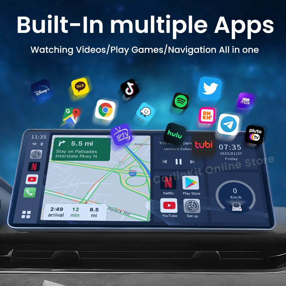 Carlinkit Android 13 Tv Box LED 8+128GB CarPlay Wireless Android Auto Wireless Adapter Support Youtube Netfilx IPTV Spotify GPS