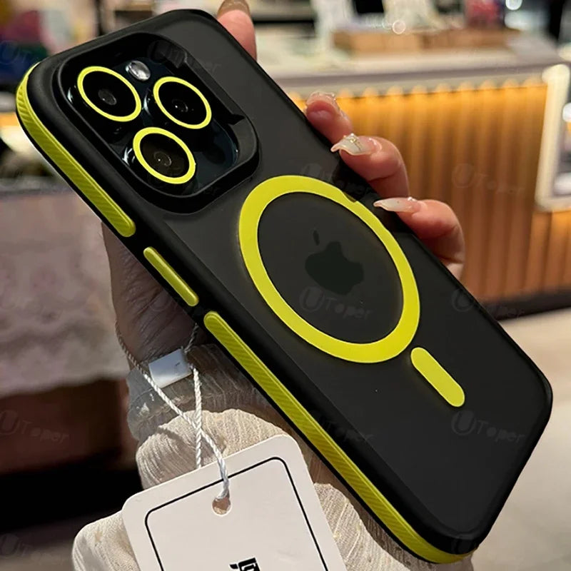 New Bicolor Matte Frosted Magnetic Phone Case For iPhone 17 16 15 14 Plus Pro Max Translucent Shockproof Hard Cover