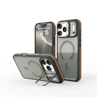 Luxury Matte Transparent Magsafe Kickstand Stand Phone Case For iPhone 17 Air 16 15 14 Plus 13 12 11 17 Pro Max Magnetic Cover