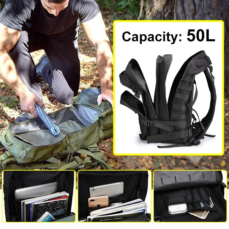 45L/25L /32LTactical Backpack Men's Travel Large Capacity Rucksacks Men Waterproof Outdoor Sports Multi-functional Bags
