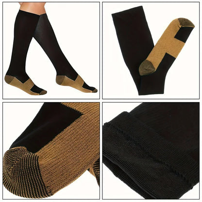 6 pairs copper fiber compression socks for men and women for running and traveling for nurses and pregnant women mid-calf design
