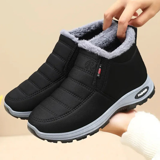 Woman's Waterproof Winter Boots Outdoor Warm Casual Cotton Ankle Boots with Chunky Sole Anti-Slip Wear-Resistant Unisex Shoes