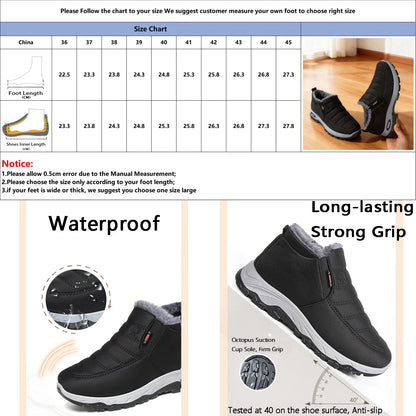 Woman's Waterproof Winter Boots Outdoor Warm Casual Cotton Ankle Boots with Chunky Sole Anti-Slip Wear-Resistant Unisex Shoes