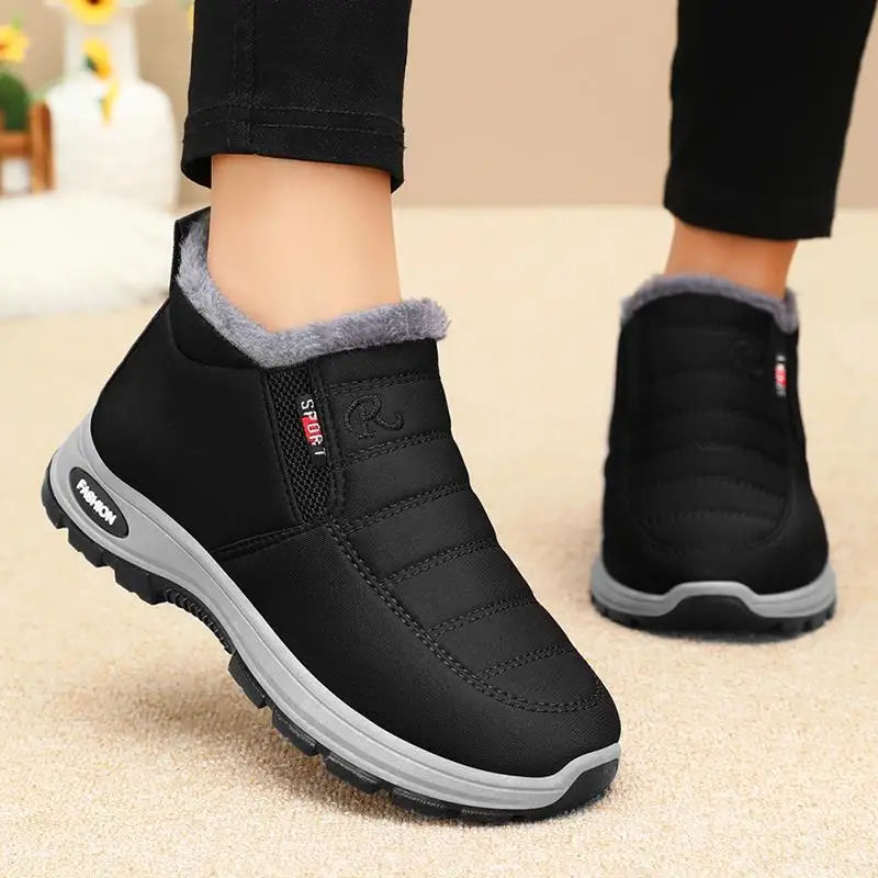 Woman's Waterproof Winter Boots Outdoor Warm Casual Cotton Ankle Boots with Chunky Sole Anti-Slip Wear-Resistant Unisex Shoes