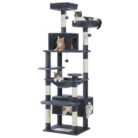 Large Cat Tree Tower – Indoor Cat Condo with Scratching Posts, Hammock & Perches