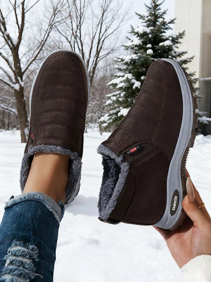 Woman's Waterproof Winter Boots Outdoor Warm Casual Cotton Ankle Boots with Chunky Sole Anti-Slip Wear-Resistant Unisex Shoes