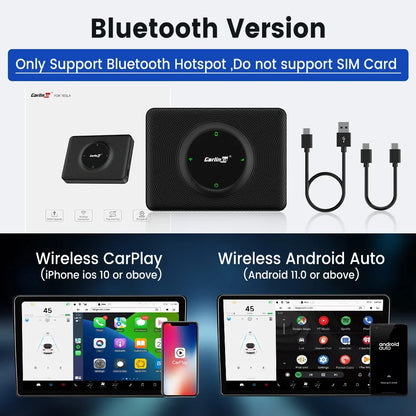 CarlinKit USB Adapter Wireless Android Auto CarPlay 2-In-1 Smart Box For Tesla Model 3 Model Y 2.4G&5Ghz WiFi BLE Auto Connect