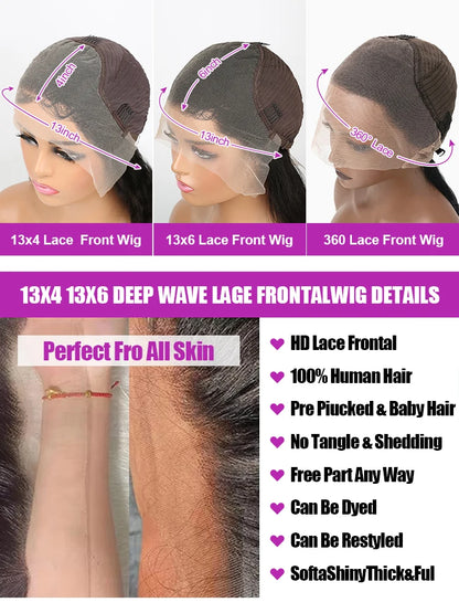250% Density Water Curly Human Hair Wig – HD Lace Frontal (360/13x4/13x6)