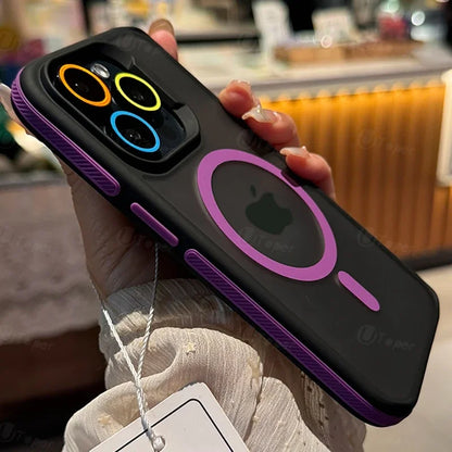 New Bicolor Matte Frosted Magnetic Phone Case For iPhone 17 16 15 14 Plus Pro Max Translucent Shockproof Hard Cover