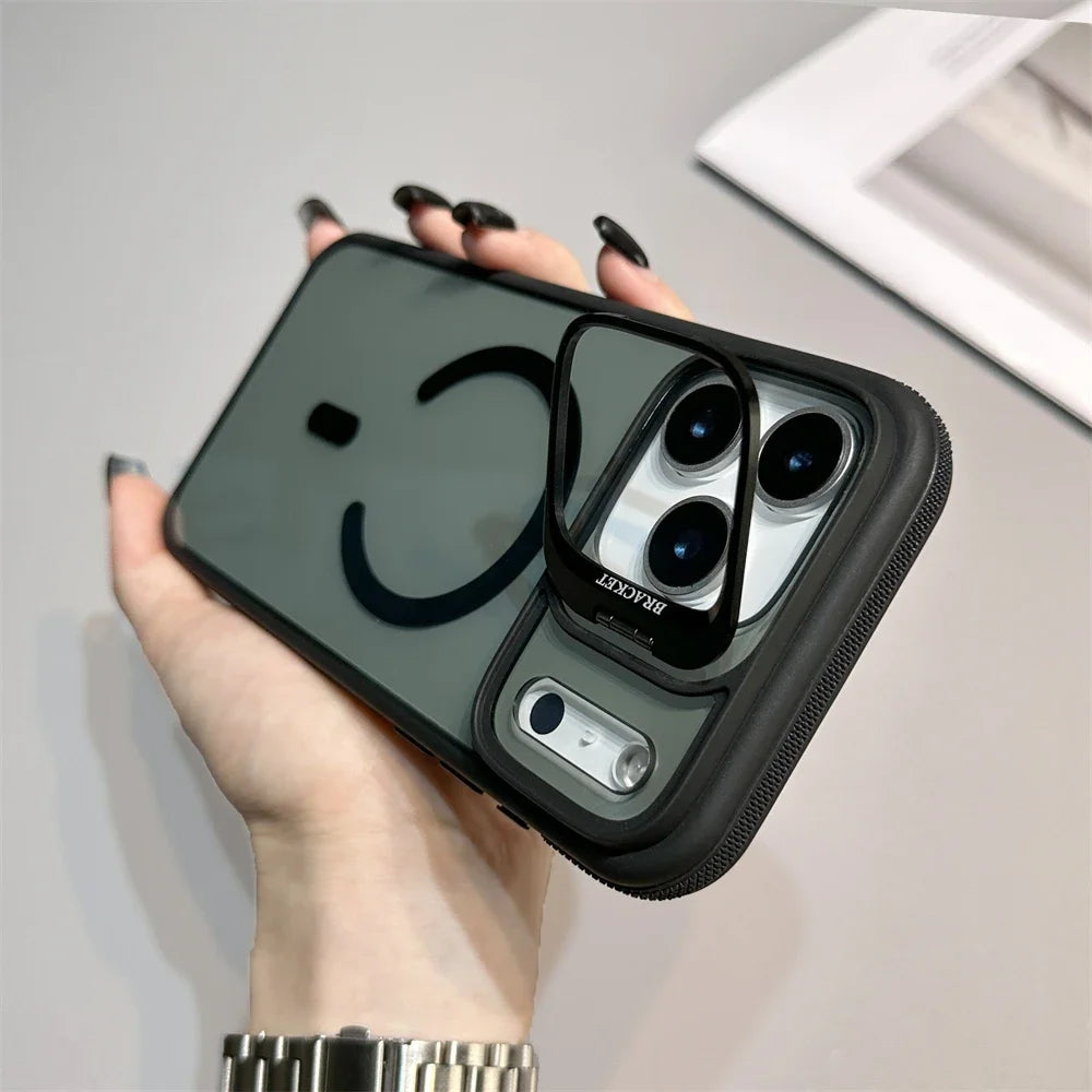 Luxury Matte Transparent Magsafe Kickstand Stand Phone Case For iPhone 17 Air 16 15 14 Plus 13 12 11 17 Pro Max Magnetic Cover