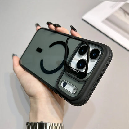 Luxury Matte Transparent Magsafe Kickstand Stand Phone Case For iPhone 17 Air 16 15 14 Plus 13 12 11 17 Pro Max Magnetic Cover
