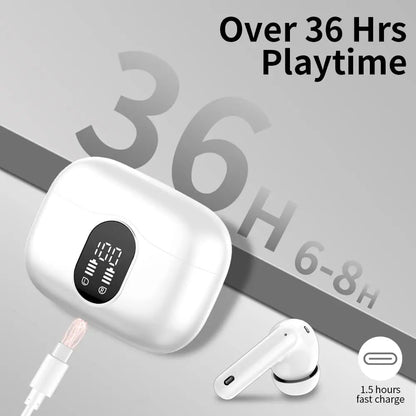 Wireless Earbuds with Bluetooth 5.3, In-Ear Headphones Featuring 4 ENC Mics and 36 Hours of Playtime, LED Display Included.
