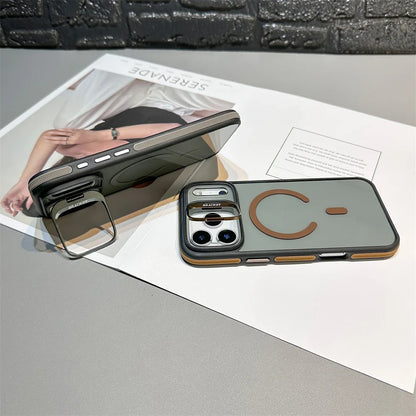 Luxury Matte Transparent Magsafe Kickstand Stand Phone Case For iPhone 17 Air 16 15 14 Plus 13 12 11 17 Pro Max Magnetic Cover